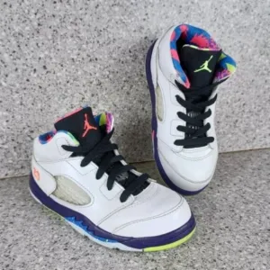Nike Air Jordan 5 Retro 'Bel-Air' White Sneakers Toddler Girls Size 10C