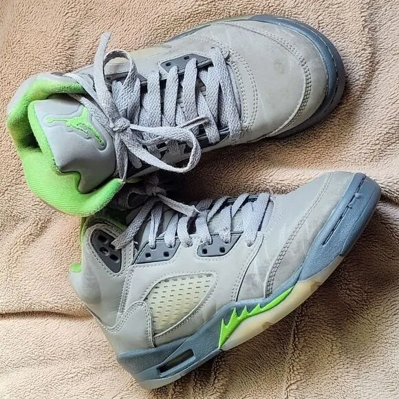 Nike Air Jordan 5 Retro Green Bean Sneakers sizes 4Y &amp; Toddlers 11C
