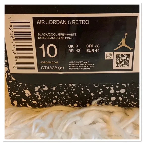 Nike Air Jordan 5 Retro Oreo Sneakers Black White Size 10