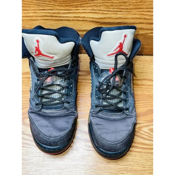Nike Air Jordan 5 V Retro Satin Bred Black Red Size 6Y Sneakers 440888-006