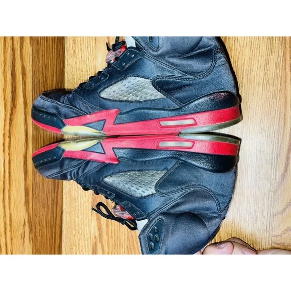 Nike Air Jordan 5 V Retro Satin Bred Black Red Size 6Y Sneakers 440888-006
