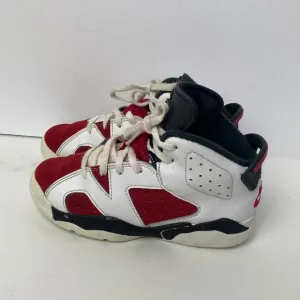 Nike Air Jordan 6 Retro Carmine White Red Boys Sneakers Size 12C 384666-106