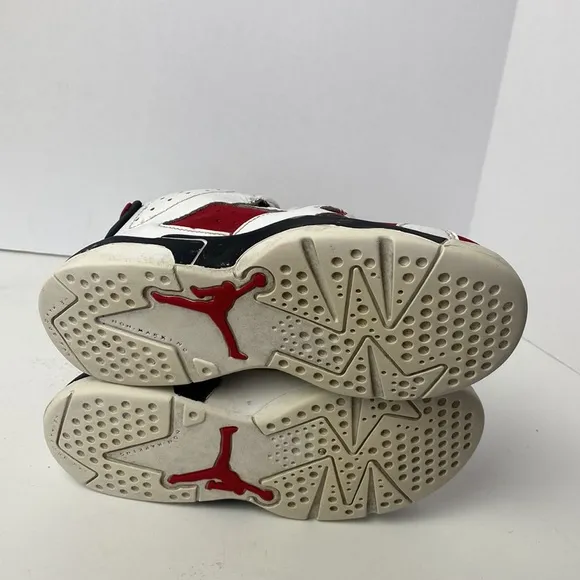 Nike Air Jordan 6 Retro Carmine White Red Boys Sneakers Size 12C 384666-106