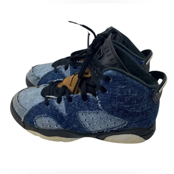 NIKE AIR JORDAN 6 RETRO WASHED DENIM PS Blue - Kids Sneakers Size 13C