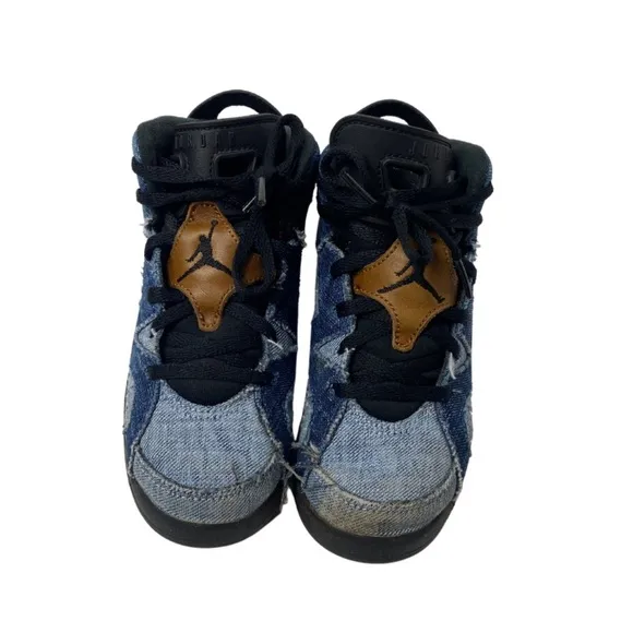NIKE AIR JORDAN 6 RETRO WASHED DENIM PS Blue - Kids Sneakers Size 13C
