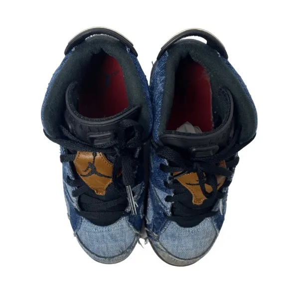 NIKE AIR JORDAN 6 RETRO WASHED DENIM PS Blue - Kids Sneakers Size 13C