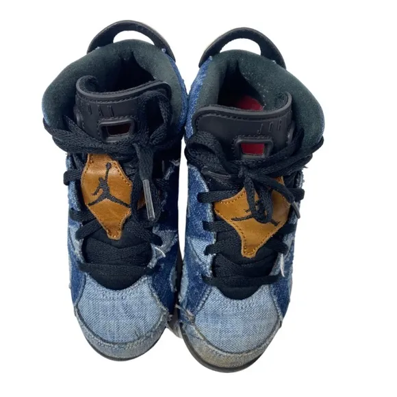 NIKE AIR JORDAN 6 RETRO WASHED DENIM PS Blue - Kids Sneakers Size 13C