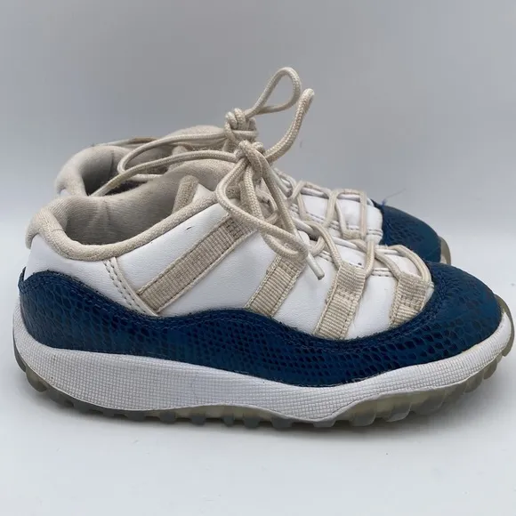 Nike Air Jordan Retro 11 Low Snakeskin Navy Sneakers Toddler Size 7C CD6849-102