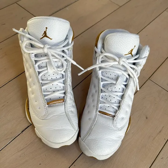 Nike air Jordan retro 13 wheat white leather sneakers 5Y