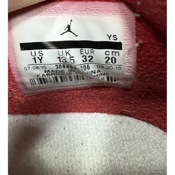 Nike Air Jordan Retro 4 PS Alternate 89 White Red Sneakers 308499-106 Size 1Y