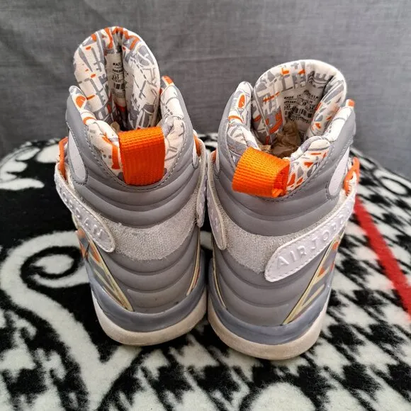 Nike Air Jordan Retro 8 GS 305368-102 Retro Orange Blaze Boy's Sneakers Sz 5.5Y