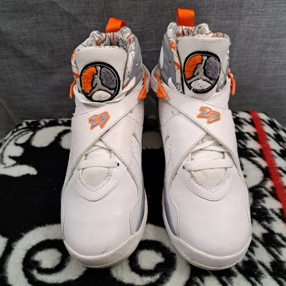 Nike Air Jordan Retro 8 GS 305368-102 Retro Orange Blaze Boy's Sneakers Sz 5.5Y