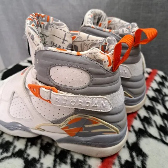 Nike Air Jordan Retro 8 GS 305368-102 Retro Orange Blaze Boy's Sneakers Sz 5.5Y