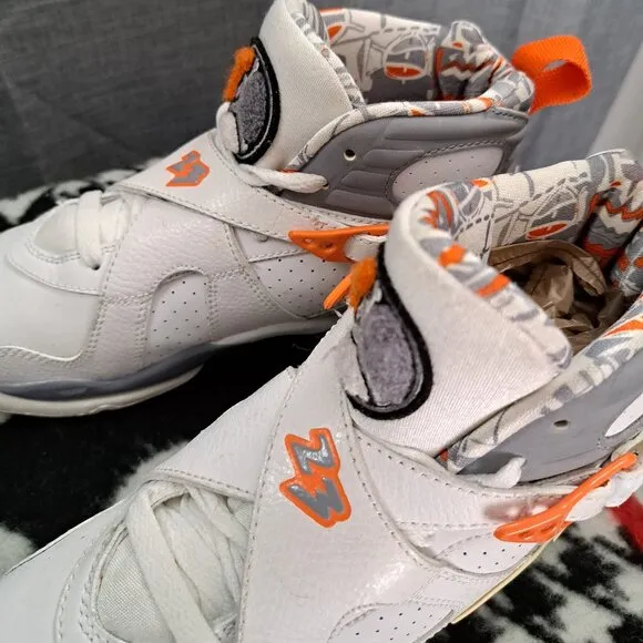 Nike Air Jordan Retro 8 GS 305368-102 Retro Orange Blaze Boy's Sneakers Sz 5.5Y