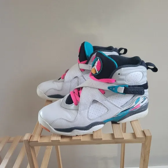 Nike Air Jordan Retro 8 South Beach Sneaker High Top Sneakers Size 7Y Youth