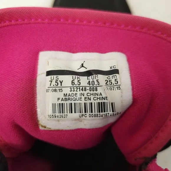 Nike Air Jordan Retro High Top Sneakers Youth Size 7.5 Black Hyper Pink 332148