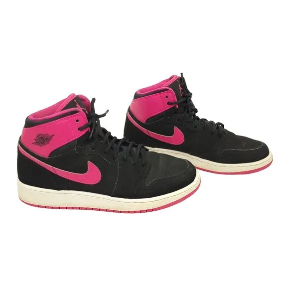 Nike Air Jordan Retro High Top Sneakers Youth Size 7.5 Black Hyper Pink 332148
