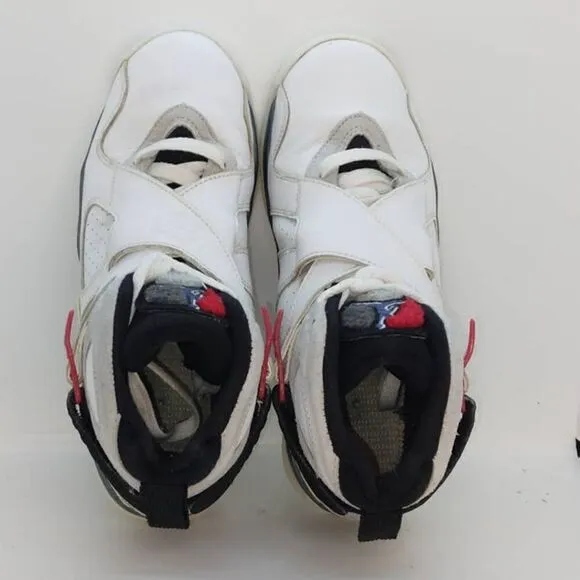 Nike Air Jordan VIII Retro Countdown Boys Preowned White/Gry/Red Sneakers-sz. 5Y