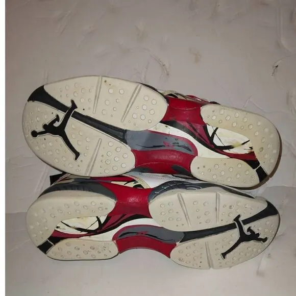 Nike Air Jordan VIII Retro Countdown Boys Preowned White/Gry/Red Sneakers-sz. 5Y