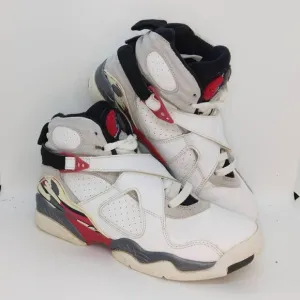 Nike Air Jordan VIII Retro Countdown Boys Preowned White/Gry/Red Sneakers-sz. 5Y