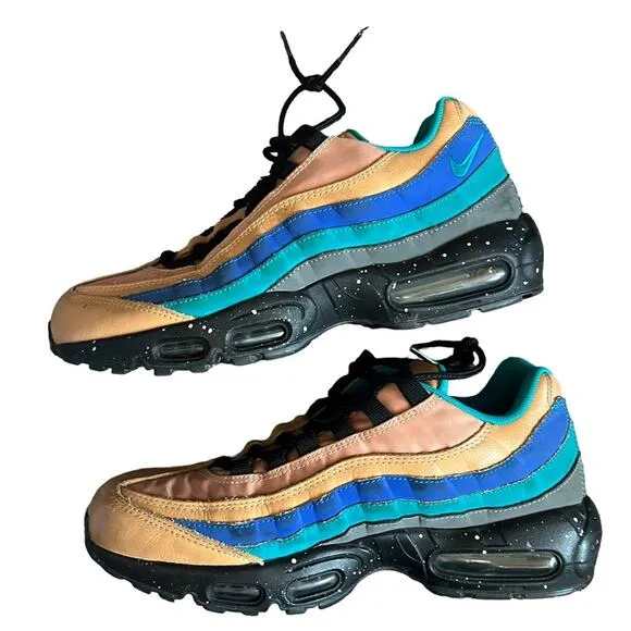 Nike Air Max 95 Premium Mega Blue Leather Sneakers Praline Turbo Trainers 9.5