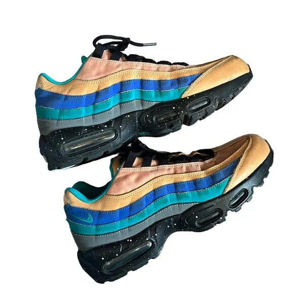 Nike Air Max 95 Premium Mega Blue Leather Sneakers Praline Turbo Trainers 9.5
