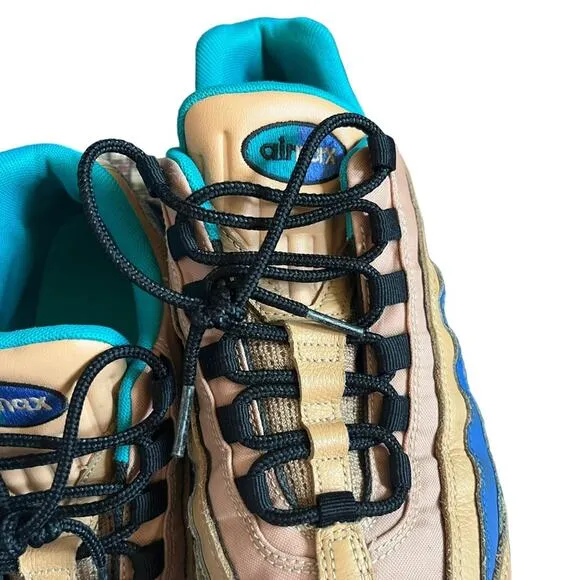 Nike Air Max 95 Premium Mega Blue Leather Sneakers Praline Turbo Trainers 9.5