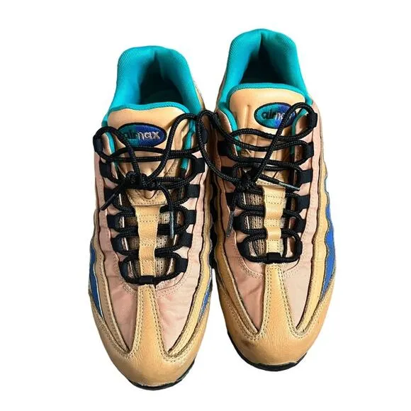 Nike Air Max 95 Premium Mega Blue Leather Sneakers Praline Turbo Trainers 9.5
