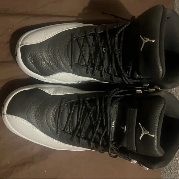 Nike Black and White Sneakers High-Top Retro 12 Baron Air Jordan Nike