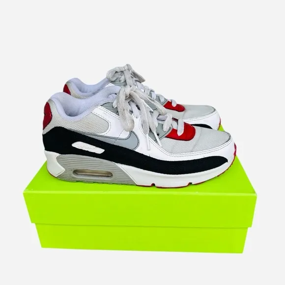Nike Boy's Air Max 90 GS LTR Photon Dust Varsity Red Size 5.0Y/ Women’s Size 6.5