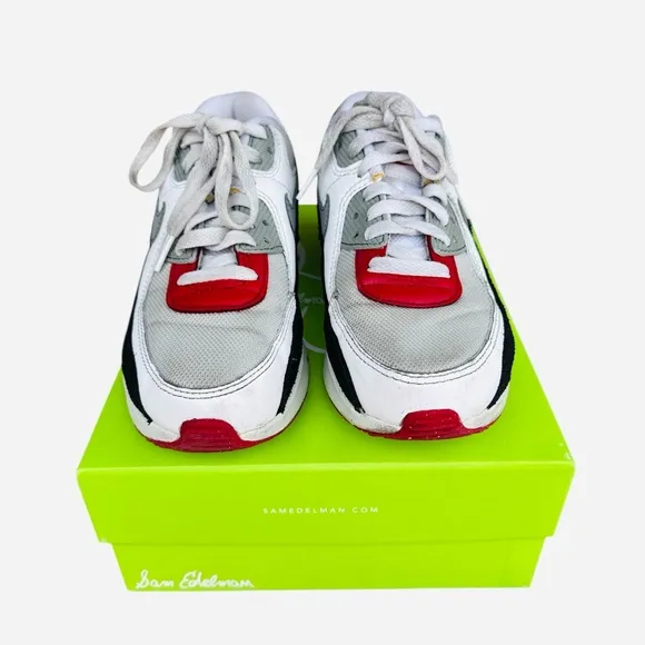 Nike Boy's Air Max 90 GS LTR Photon Dust Varsity Red Size 5.0Y/ Women’s Size 6.5