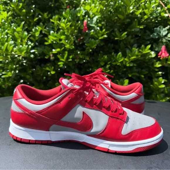 Nike Dunk Low Retro Medium Grey/Varsity Red/White Mens’s Size 14 Sneakers