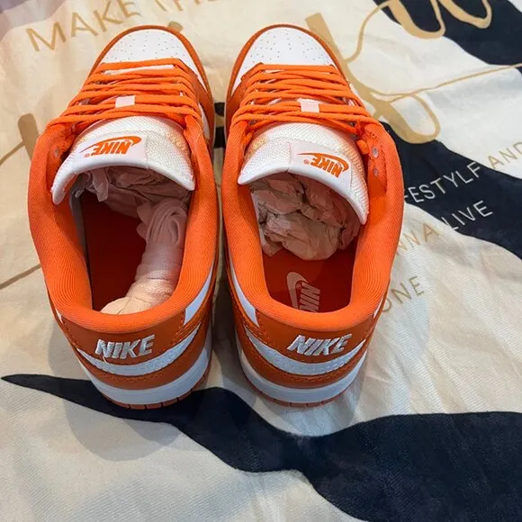 Nike Dunk Low Retro Orange &amp; White Sneakers