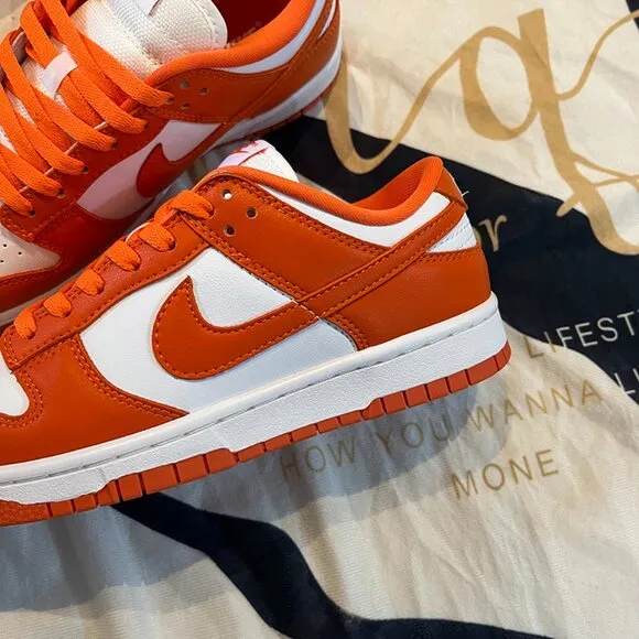 Nike Dunk Low Retro Orange &amp; White Sneakers