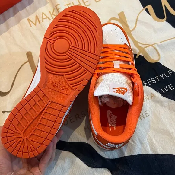 Nike Dunk Low Retro Orange &amp; White Sneakers