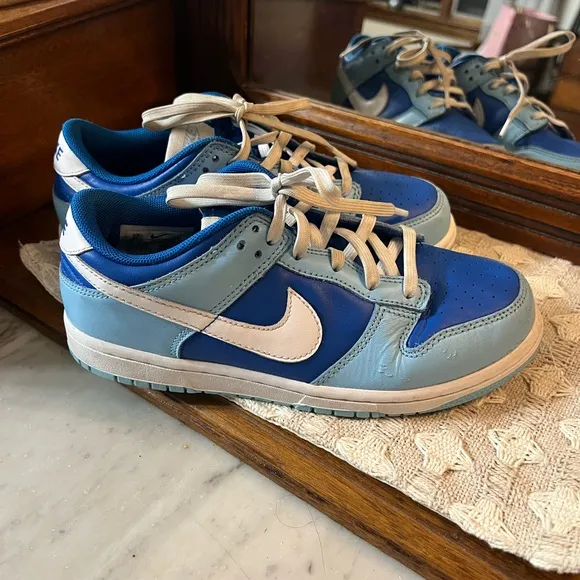 NIKE Dunk Low Retro QS Argon Sneakers Light Blue Royal Blue Unisex Kid's Size 3Y