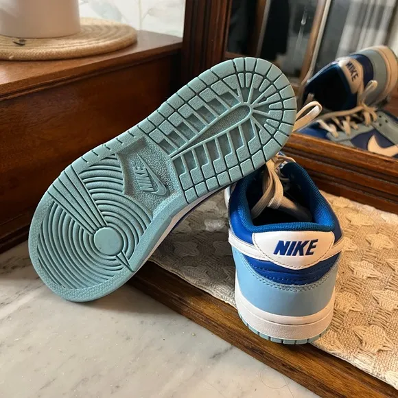 NIKE Dunk Low Retro QS Argon Sneakers Light Blue Royal Blue Unisex Kid's Size 3Y