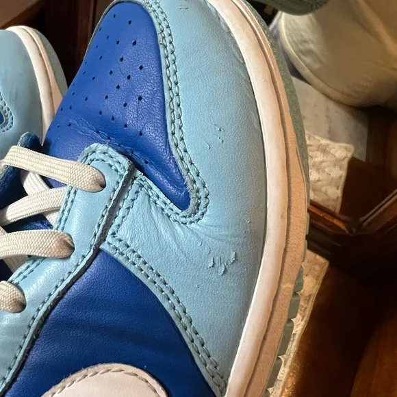 NIKE Dunk Low Retro QS Argon Sneakers Light Blue Royal Blue Unisex Kid's Size 3Y
