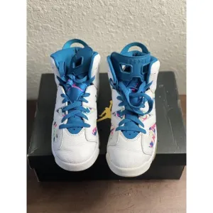 Nike Girls Air Jordan‎ 6 Retro GS Sneakers Leather 543390-153 Green Abyss 6.5Y