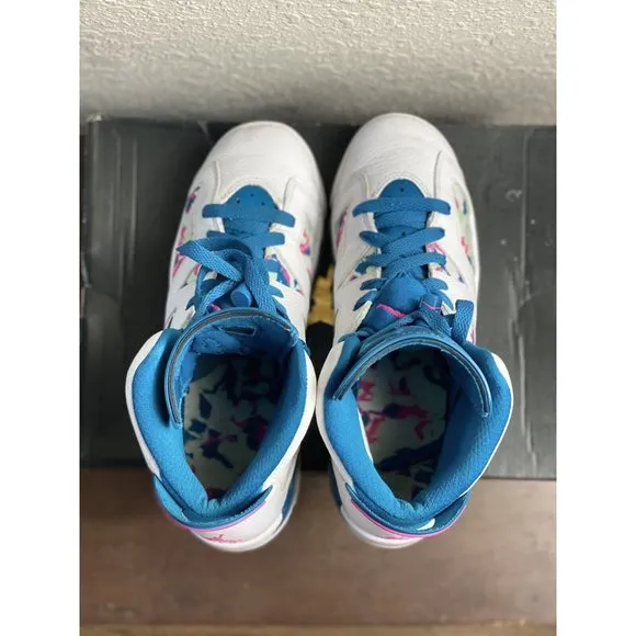 Nike Girls Air Jordan‎ 6 Retro GS Sneakers Leather 543390-153 Green Abyss 6.5Y