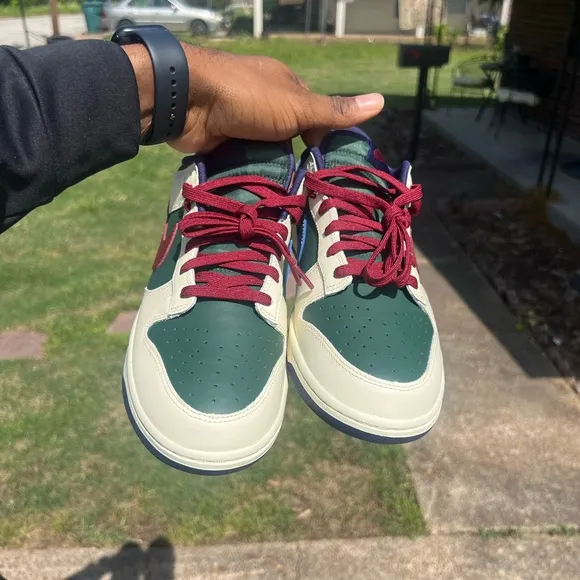 Nike Green and Cream DUNKS Low Retro