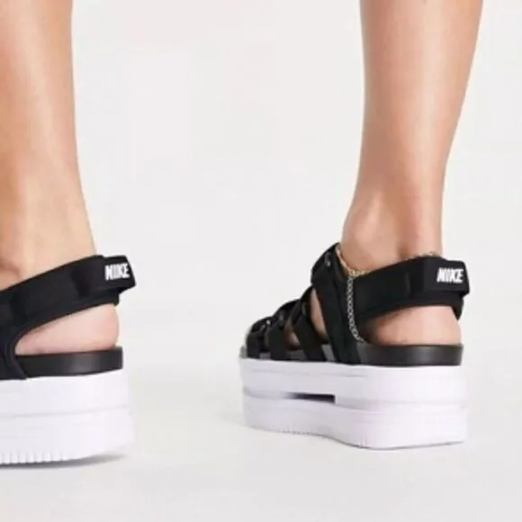 Nike Icon Classic Platform Women's Sandals in Black &amp; White Size 11