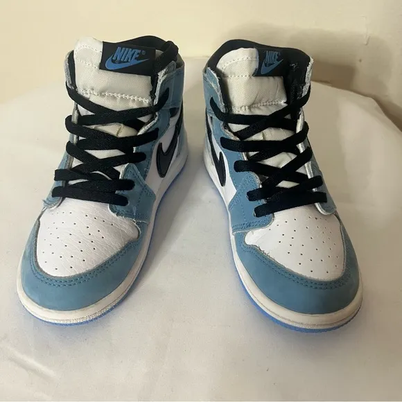 Nike Jordan 1 Retro OG High Top Leather Sneakers University Blue Kids Sz 10C