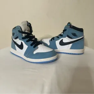 Nike Jordan 1 Retro OG High Top Leather Sneakers University Blue Kids Sz 10C