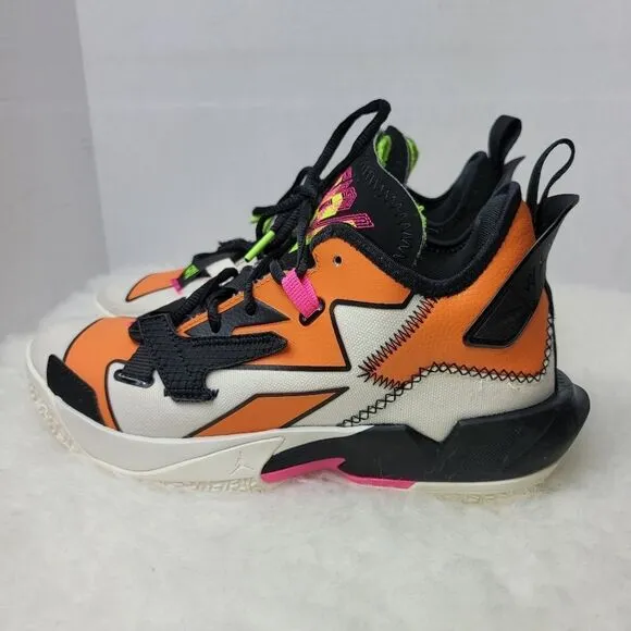 Nike Jordan Why Not Zero Mens Ivory Black Orange Fashion Sneakers Size 7
