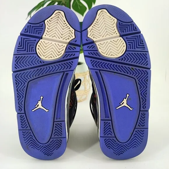 Nike Jordan Youth Air 4 Retro SE Black Leather Sneakers Size 4.5Y