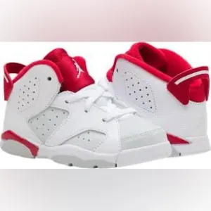 Nike Kids Air Jordan 6 Retro Red/White Shoes Size 6C