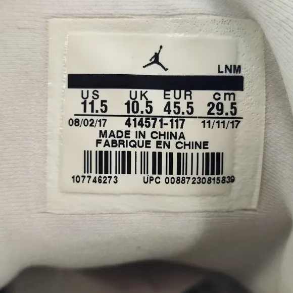 Nike Men's Air Jordan 13 Retro White Leather Sneakers Size 11.5
