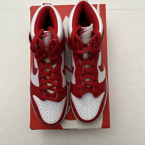 Nike‎ Men's Sz 6.5 Dunk Hi Retro White University Red Casual Sneakers -SKU #2979