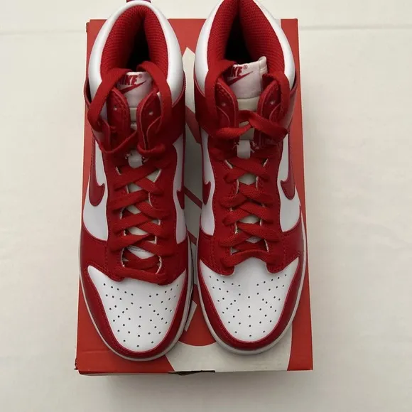 Nike‎ Men's Sz 6.5 Dunk Hi Retro White University Red Casual Sneakers -SKU #2979